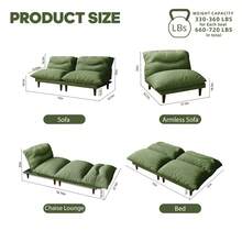 Sofá cama convertible de 75" HotPicks, sofá cama de 2 plazas de pana para la sala de estar en color verde - Verde - Ver 6