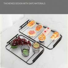 1 件带手柄的亚克力托盘，材质较厚，需要组装，适用于派对、厨房、咖啡桌、餐厅和酒吧使用