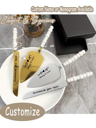 Anpassad present, Personligt urval, Tårtskärverktygsset, Dessert skärserviceset, Bröllopstårtset, Bröllopspresent, Jubileumspresent, Möhippapresent, Multifunktionell, Justerbar, Hållbar, Dekorativ, Återanvändbar, Rostfritt stål, Graverad, Elegant, Söt, Hög kvalitet, Modern, Färgglad, Bedårande, Bekväm, Modern, Anpassad, Personlig