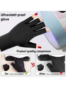 Gel Nail Art UV Protection Gloves, UV Light Therapy Gloves, Pink Fingerless Gloves (1 Pair), Prevent Skin Tanning Under Nail Lamp, Ideal For Nail Artists, DIY Nail Enthusiasts And Nail Salons (Valentine's Day, Mother's Day Gift), Nail Supplies, Nail Tools, Nail Art Tools, Back To School Season, Nail Art, Nail Tip Tools - Pink - View 3