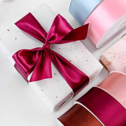 Cinta de satén de rosa, 4 cm x 50 yardas/rollo, cinta tejida que no se desvanece, adecuada para hacer rosas para el Día de San Valentín, bodas, fiestas, accesorios para el cabello, lazos, decoraciones de boda, invitaciones, decoraciones de cumpleaños, manualidades DIY, proyectos de costura