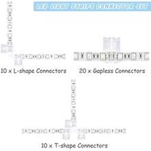 40 Pcs 10 Mm 2 Pin Led Strip Connectors T Shape L Shape Gapless Solderless Lights Extension Connectors Adapter For 3528 2835 Smd Rgb Led Strip Light - 11 - 查看 4