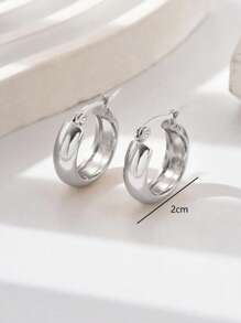 1 Pair Of Classic And Unique Light Luxury Stainless Steel Gold Plated Plain Circle Earrings, Women's Popular Fashionable Ear Jewelry