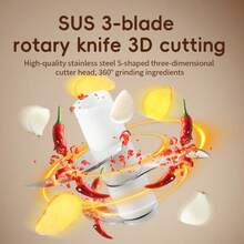 8.45oz Electric Mini Garlic Chopper, USB Meat Grinder, Garlic Grinder, Sturdy And Durable Ginger And Vegetable Grinder, Daily Household Kitchenware