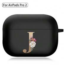 字母耳机盒 兼容 (第 1 / 2 / 3/4 代) / Pro /Pro 2 印花金色字母软硅胶无线蓝牙耳机充电盒保护套