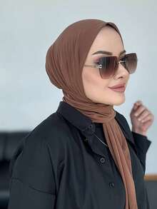 1pc Women's Convenient Button Fastened Instant Hijab, Slip-Resistant Muslim Headscarf Cap With Strap For Dress - Multicolor - View 16
