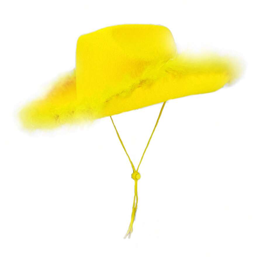 Womens Cowboy Hat, Adult Solid Color Furry Trim Wide Brim Hat Female Cap For Dating Party