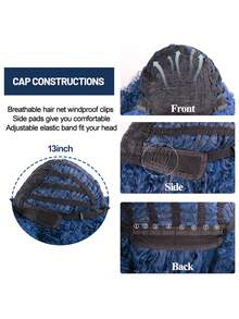 Short Afro Kinky Curly Wig With Bangs For Women High Temperature Synthetic Hair Wig Curly Afro Wigs For Women - Curly Afro Wigs Black Wig For Women Brown Gold Gradient 12 Inch Replacement Wigs Party Use Natural Black Hair Carnival Cosplay Wigs - 深藍色 - 查看 3