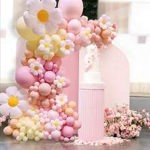5 peças/114 peças/126 peças Conjunto de Guirlanda de Balões Rosa Retrô Nude com Tema de Margarida Branca, Adequado para Decoração de Casamento, Aniversário e Festa - Rosa chiclete - Visão 8