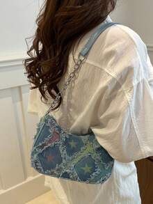 装饰性搭扣细节、缝线、链条肩带单肩包，女士装饰性搭扣单肩包，街头时尚流浪包，中小号斜挎包和钱包套装，适合购物、约会、作为女士礼物，也适合青少年、大学生、工作、商务、通勤等场合。 - 彩色 - 查看 2