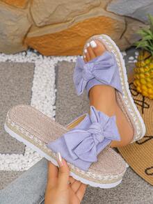 Dép đế xuồng phong cách Bohemian cho kỳ nghỉ hè của phụ nữ - Màu Lilac Tím - Xem 3