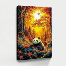 1pc RICUVED Diamond Art Painting Kits For Adults, Panda Painting Kits Animal Diamond Art Kit For Beginner, Diamond Painting Full Round Drill Art And Crafts For Gift Decor Wall Art Canvas Poster Framed - Wrapped Framed Canvas, Vertical - Khung vải - Xem 1