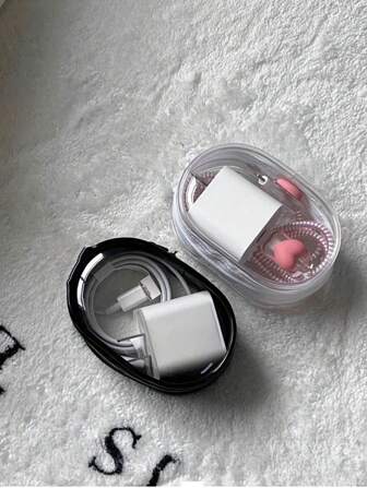 2-1pc Portable Transparent Zipper Storage Bag, Data Cable Organizer Bag, PVC Charger Line Storage Pouch, Multi-Function Earphone Charger Storage Box, Coin Purse, Luggage Accessories, Key Holder, Essential For Home, Office And Travel