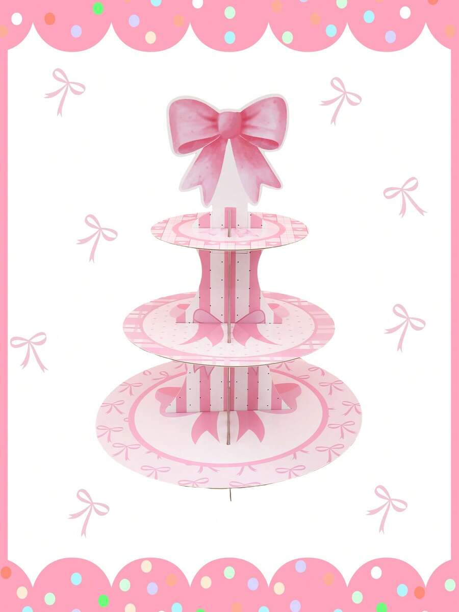 1 bộ giá đỡ bánh hình nơ hồng, giá trưng bày bánh cupcake bằng giấy hình nơ hồng dễ thương, khay bánh nhiều tầng dùng trang trí bánh kem chủ đề nơ hồng, trang trí tiệc nơ hồng, trang trí tiệc mừng em bé, đồ dùng làm bánh tự làm cho bàn tiệc nơ hồng, vật trang trí trung tâm bàn tiệc cưới màu hồng, đồ dùng trang trí tiệc sinh nhật chủ đề nơ hồng, phụ kiện trang trí bánh, quà tặng tiệc sinh nhật, đồ trang trí nơ hồng.