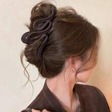 爪夹 1-3 件女士黑色和棕色纯色大波浪轻质塑料发夹，时尚百搭高端优雅发饰适合日常外出、通勤、派对、洗脸、化妆、服装搭配、学校用品、大学