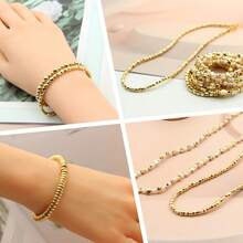 Yiwu Qiyou Accessories Co., LTD 3800颗4-7毫米心形五角星隔珠，亚克力材质，24格盒装，适用于DIY手链、项链、珠宝制作，适合初学者和专业人士，装饰珠子 - 金色 - 查看 11