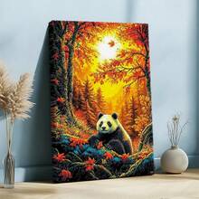 1pc RICUVED Diamond Art Painting Kits For Adults, Panda Painting Kits Animal Diamond Art Kit For Beginner, Diamond Painting Full Round Drill Art And Crafts For Gift Decor Wall Art Canvas Poster Framed - Wrapped Framed Canvas, Vertical - Khung vải - Xem 3