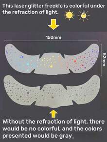 6 Sheets Glitter Freckles Holographic Stickers Heart Freckle Tattoos Glitter Stickers Waterproof Temp Tattoos With Glittery Star Heart Dot Pattern For Adults Accessories For Party Festival Daily Makeup - 彩色 - 查看 5