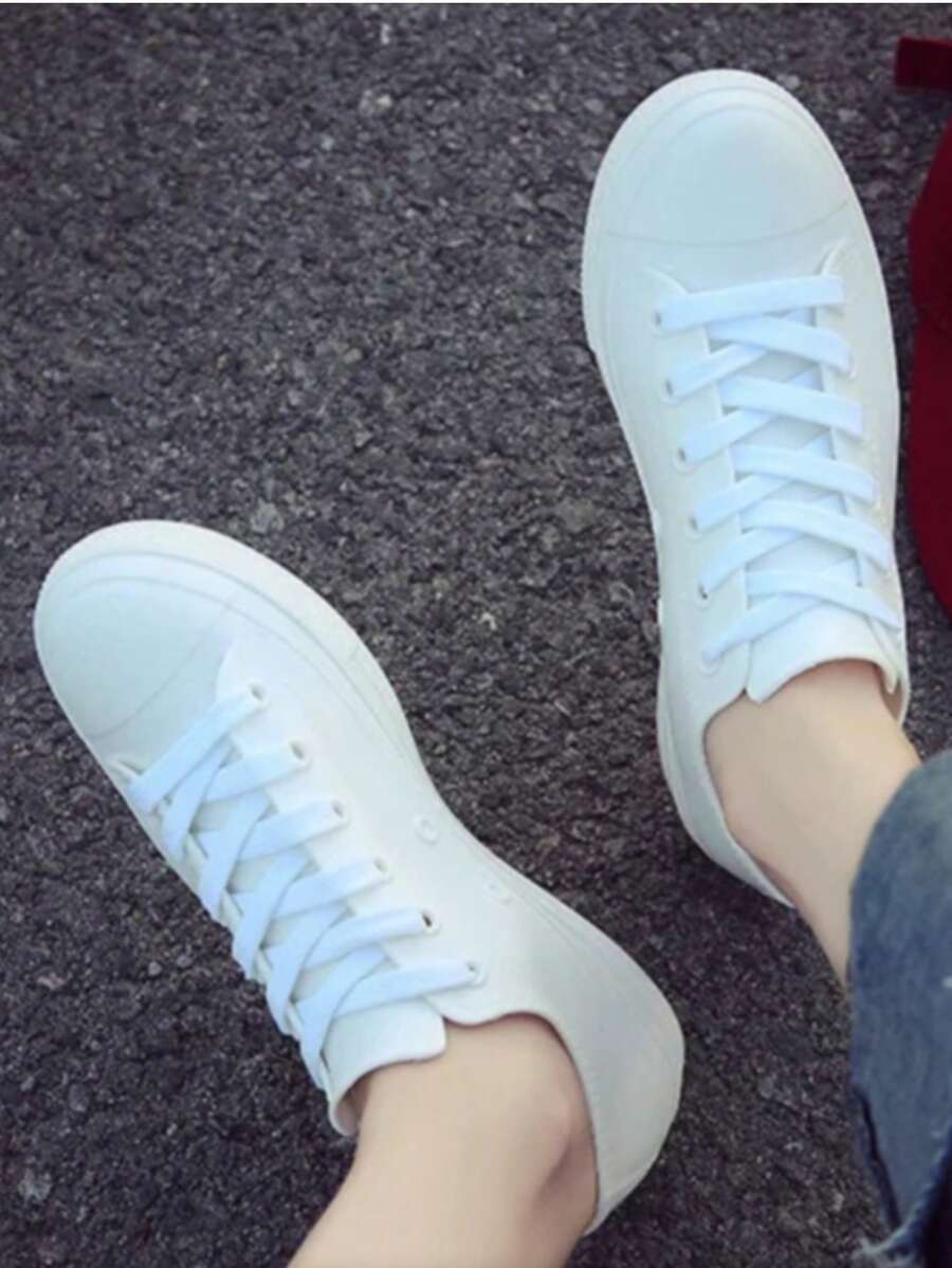 Zapatos hombre mujer casuales de lona planos de gran tamaño unisex baratos moda 22mx 28mx ideal para combinar outfit casual botin gym cómodos blanco flexibles al caminar basicos blanco negro - Blanco - Ver 1