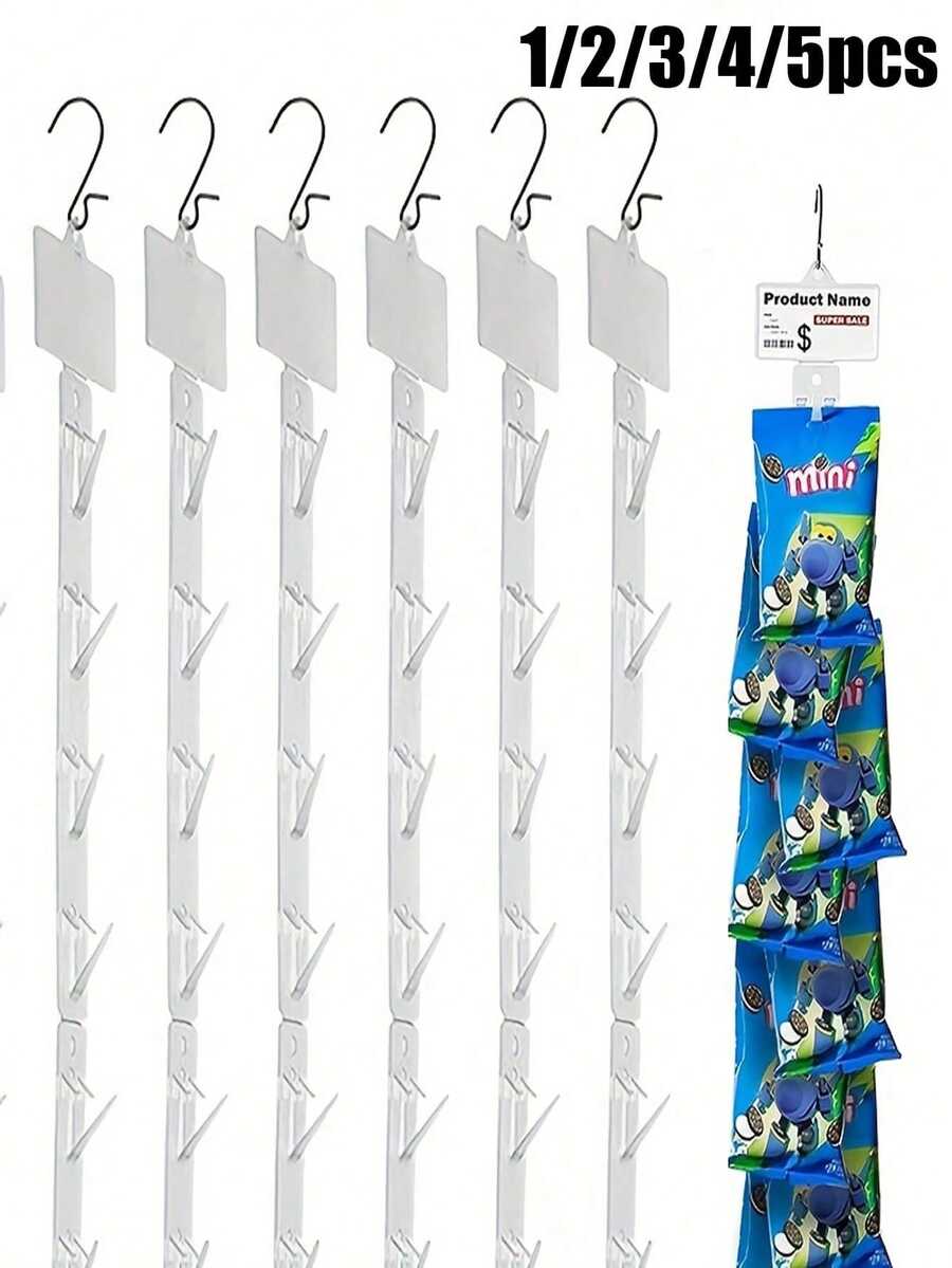 1/2/3/4/5 piezas Tiras colgantes de plástico para exhibición en supermercado, ganchos para estantes de supermercado - Ganchos y clips duraderos para mercancía, herramientas esenciales para organizar productos en supermercados, ganchos no incluidos - Multicolor - Ver 1