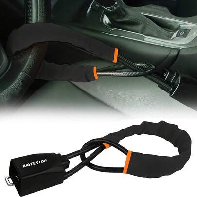Car Steering Wheel Lock, Seat Belt Lock, Anti-Theft Device, Max 17 Inch Length, Small And Light-Weight, Multi-Functional, Fit Most Vehicle, SUV, Golf Cart Security