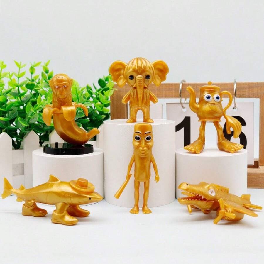 新品跨境金色木质火柴人创意神话生物小雕像抽象桌面装饰娃娃 - 彩色 - 查看 1