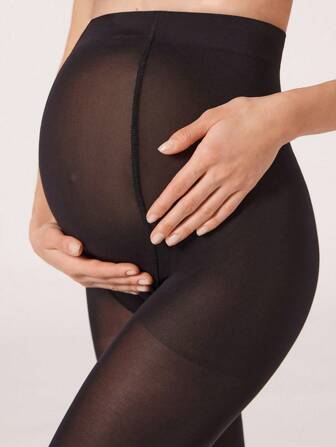 50D Women's Autumn/Winter Maternity Tights, High Elasticity Sheer Leggings, Sexy & Versatile Black & Apricot Pantyhose, Suitable For 10-30°C, Suitable For Halloween, Christmas, Fall Socks