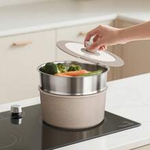 RIOVARM-EU RIOVARM Induction Pots And Pans Set With Removable Handles, Non-Stick Granite Stackable Cookware Set With Silicone Lids, Space-Saving Pot & Pan Sets, Frying Pan, Casseroles - Brown - View 6
