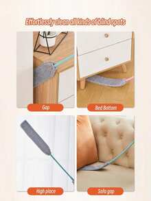 1pc Duster With Extension Pole And Bendable Ultra-Fine Fiber Head, Washable, Suitable For Cleaning Furniture Bottoms - Multicolor - View 7