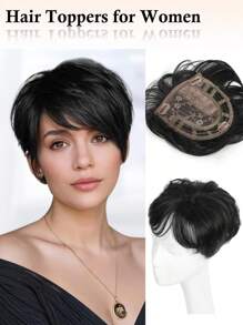 nimoki Hair Topper, Short Wiglet Hair Topper For Women With Thinning Large Coverage Synthetic Top Crown Hairpiece For Women