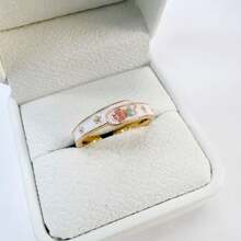 1 pieza Anillo exquisito con estampado floral de melocotón y esmalte de goteo estilo chino vintage - Anillo de flor de durazno - Ver 7