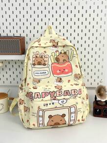 1 pezzo Zaino carino con motivo della ragazza capibara, zaino grande per campus per studenti, zaino da viaggio leggero e portatile con chiusura lampo, ampia capacità, cinghie regolabili, adatto per viaggi, vacanze, all'aperto, ritorno a scuola, stile college, motivo capibara, zaino casual per studenti, ragazzi e ragazze, scuole medie, accessori da viaggio, zaino per la scuola per adolescenti