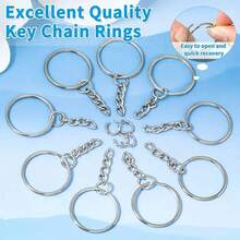 20/50pcs Metal Keychain Set - 20/50 Round Loop Hangers And 20/50 Split Rings, For DIY Crafts And Small Business Supplies - Keychain - View 2