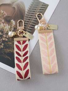 2 piezas Cordón para llaves Correa de muñeca Soporte para llavero para hombres y mujeres - Cordones de muñeca geniales para llaves y carteras | Llavero con decoración de hojas para mochila - Multicolor - Ver 7