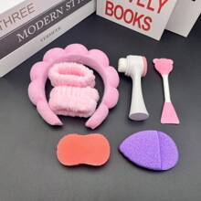 Conjunto de 5 faixas de cabeça para lavar o rosto, esponja para maquiagem, cuidados com a pele, faixa de cabeça de tecido felpudo, bolha macia, faixa de cabelo para mulheres e meninas, acolchoada e antiderrapante, acessório para cabelo grosso, volta às aulas