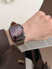 1条优雅友谊手链，真皮表带，兼容表带，女士运动款，适用于38mm、40mm、41mm、42mm、44mm、45mm、46mm、49mm表盘；表带兼容 Ultra 10/9/8/7/6/5/4/3/2/1 SE系列