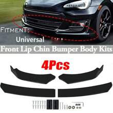 Specially Designed For Fashion Car Owners: Front Lip And Chin Bumper Modification Kit-High Quality Black PP Material+Easy Installation Design, Compatible With Mainstream Models!