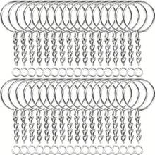 20/50pcs Metal Keychain Set - 20/50 Round Loop Hangers And 20/50 Split Rings, For DIY Crafts And Small Business Supplies - Keychain - View 10