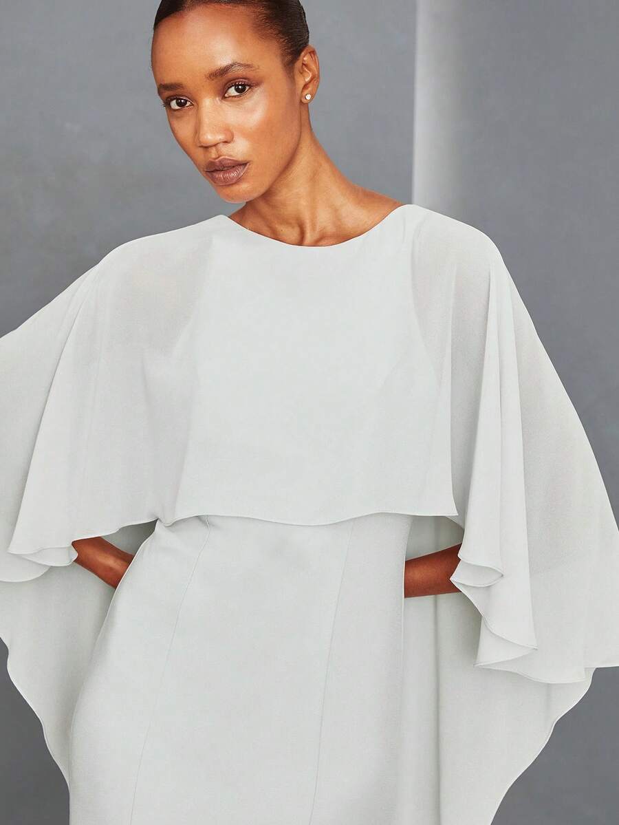 1pc White & Black Elegant Tie-Dye Chiffon Shawl, Breathable Polyester, Unique Evening Gown, Fashion Wedding Accessory Fall Clothes For Women