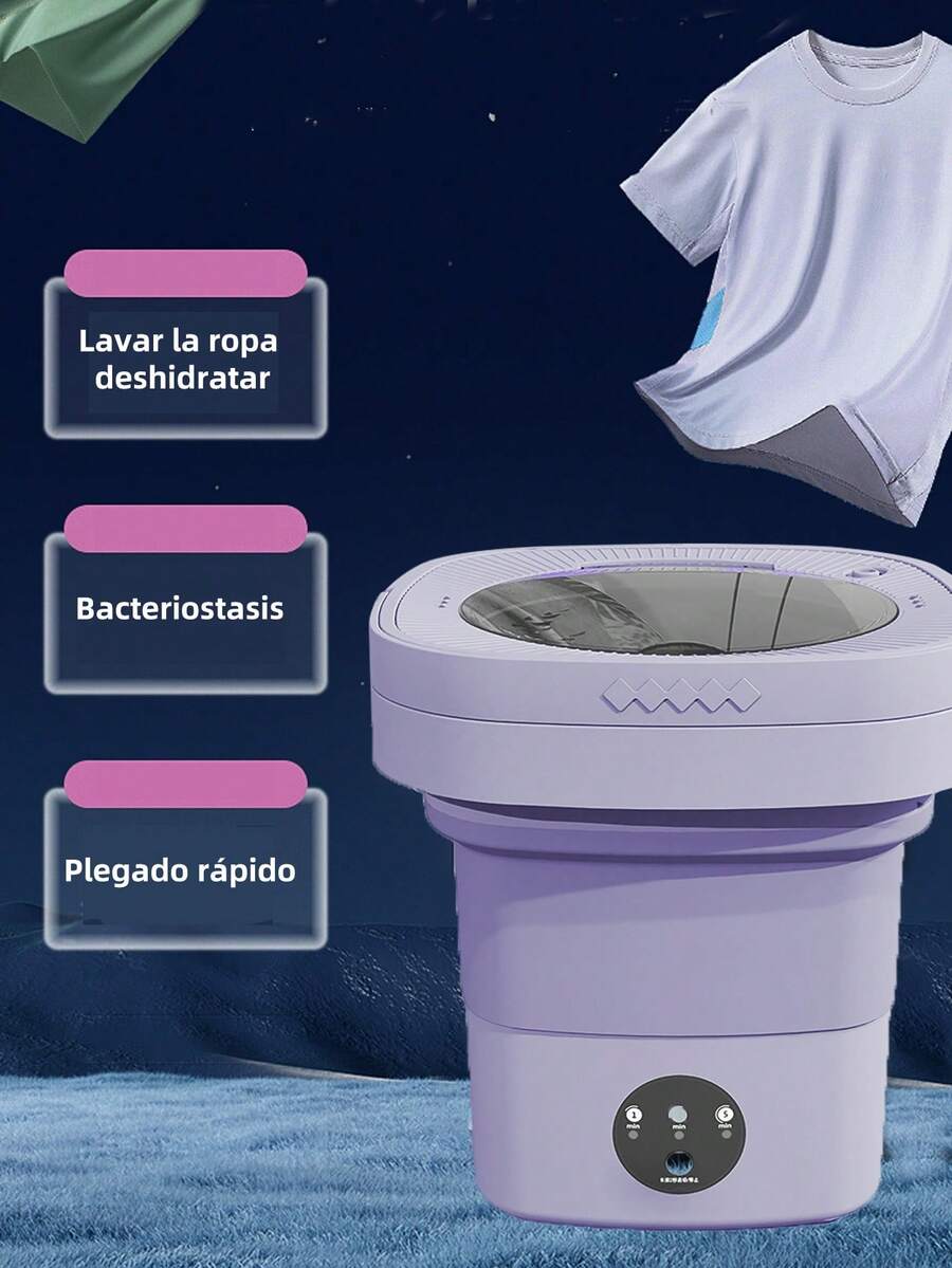 Mini Folding Portable Small Washing Machine Household Items Detachable - Mauve Purple - View 1
