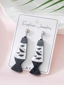 1 Pair Acrylic Halloween Horror Bat Design Fashion Earrings For Women, Suitable For Holiday Parties - Multicolor - View 1