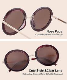 Gafas de sol cuadradas de ojo de gato polarizadas y modernas para mujeres, montura pequeña con lentes de protección UV400 - Borgoñón/Marrón - Ver 3