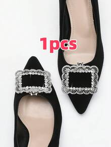 1 Stück abnehmbarer Blumen Kristallglas Schuh Dekoration, Metall Strass Accessoire Dekorationen für Sandalen/Schuhe - Silber - Übersicht 5
