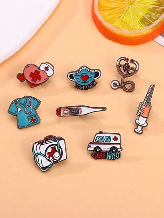 8개 칼을 든 귀여운 오리 브로치, 흰 고양이, 무섭고 웃긴 가방 버클, 고양이 브로치, 드립 오일 배지