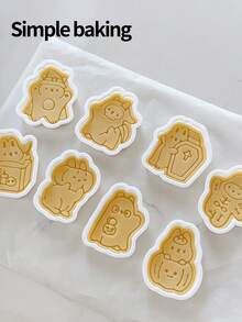 1 件万圣节兔子系列饼干模具，饼干切刀，形状有（鬼魂、骷髅、吸血鬼、死神、魔术师、女巫、南瓜）。亲子糖霜饼干工具，亡灵节饼干印章，饼干切刀，厨房糕点制作工具，“饼干类型角色” - 白色 - 查看 1