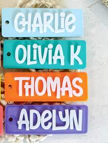 1PC Custom Acrylic Keychain, Many Colors To Choose From, Customizable Name, Personalized, Unique, Fashionable, Ideal Gift For Women, Ideal Gift For Men, Practical, Reusable, Lunch Box Tag, Backpack Tag, Anniversary Gift, Party Gift,Trinkets, For Her - Multicolor - View 7