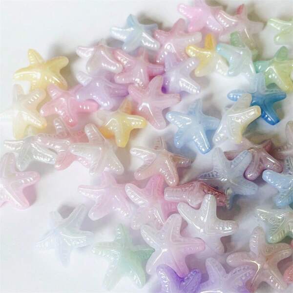 30pcs 24mm Mabei Pearl Mermaid Hime Sea Star Beads Ocean Series DIY Summer Refreshing Phone Chain Necklace Ring And Crafts Interval Beads Decorative Beads