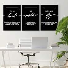 GUBIYU Black Hustle Grind Execution Wall Art Set Of 3 Framed Canvas Office Inspirational Motiviational Wall Decor Art Positive Quotes Posters Living Room Pictures Walls Decor Mens Guys 12x16 - 黑白努力工作牆藝術 - 查看 3