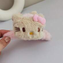 Sanrio 1pc Sanrio Hello Kitty Cute Plush Grip Clip, Kids Double Sided Kitty Shark Grip Clip, Back Of Head Disc Hair Accessory, Suitable For Daily Disc Hair, Makeup Home Bathroom Decor Fall Decor Back To School