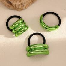 3 件几何图案休闲锌合金装饰发圈/发带，适合女性日常佩戴，马尾辫夹，发圈，发橡皮筋，发绳，发饰